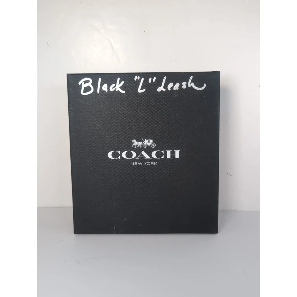 Authentic COACH Posh Black Leather Dog Leash Size Large New With Box & Tag!!
